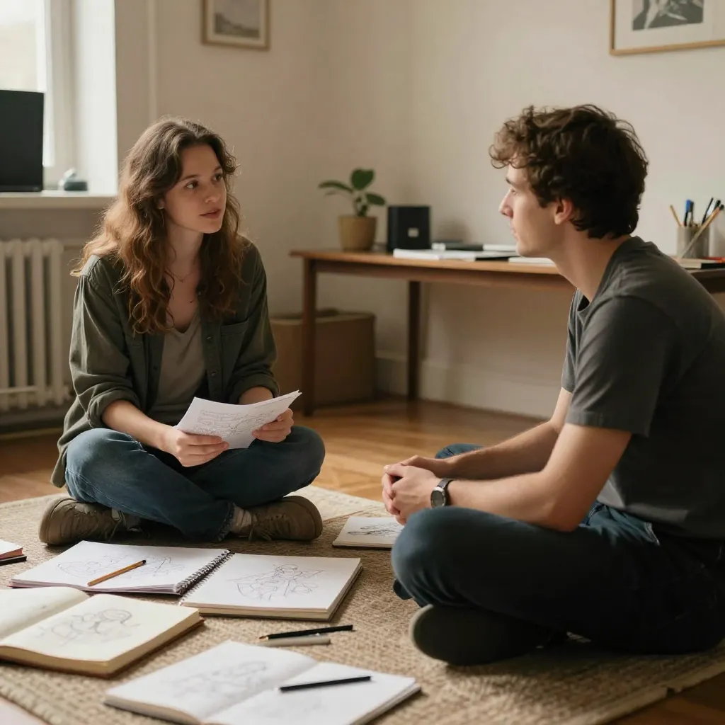 Sculptor working with materials in creative workspace